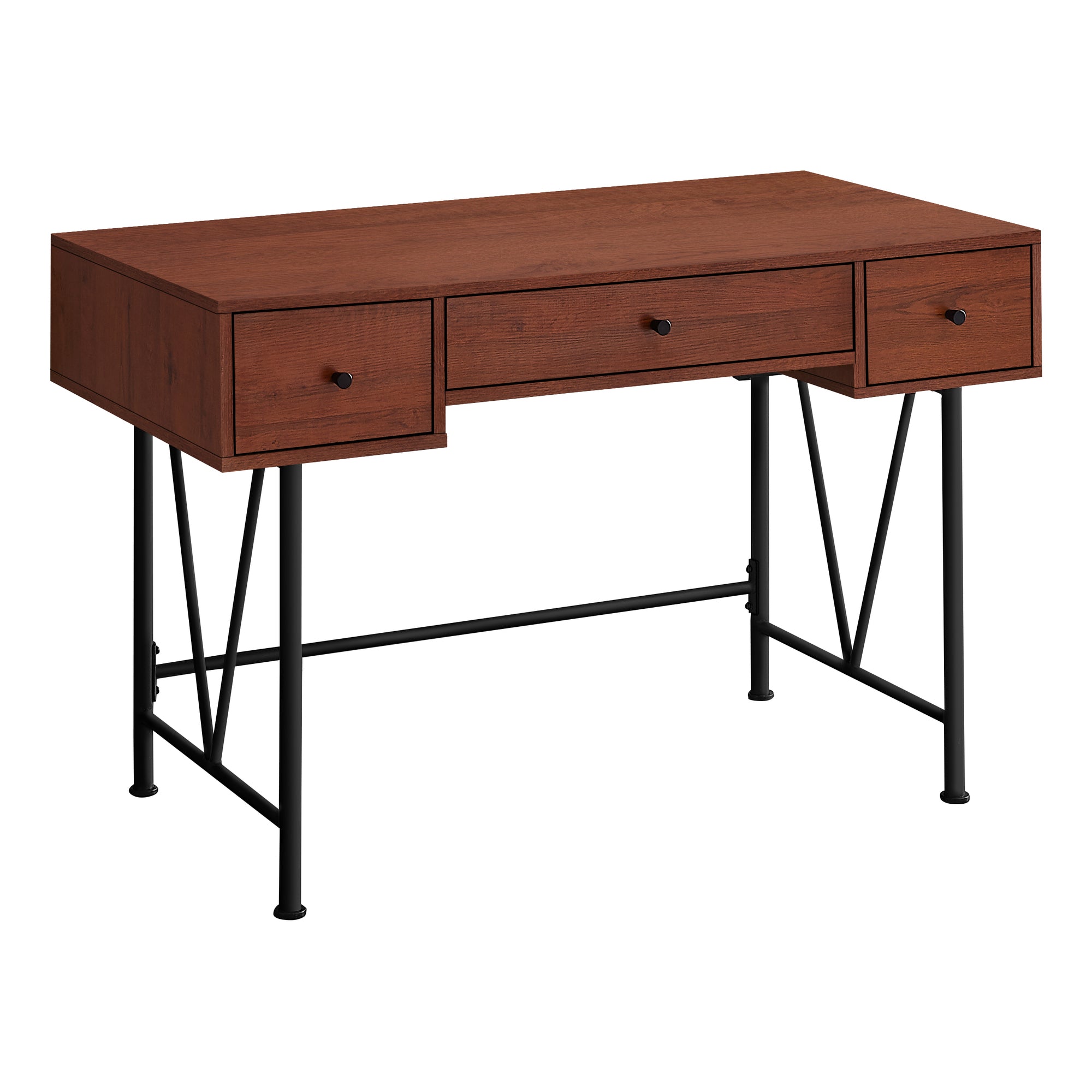 I 7671 Bureau, Bureau À Domicile, Ordinateur Portable, Tiroirs De Rangement, 48"l, Travail, Métal, Stratifié, Brun, Noir, Transitionnel - Simple Boutique