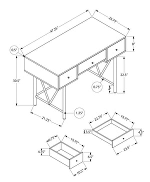 I 7672 Bureau, Bureau À Domicile, Ordinateur Portable, Tiroirs De Rangement, 48"l, Travail, Métal, Stratifié, Brun, Noir, Transitionnel - Simple Boutique