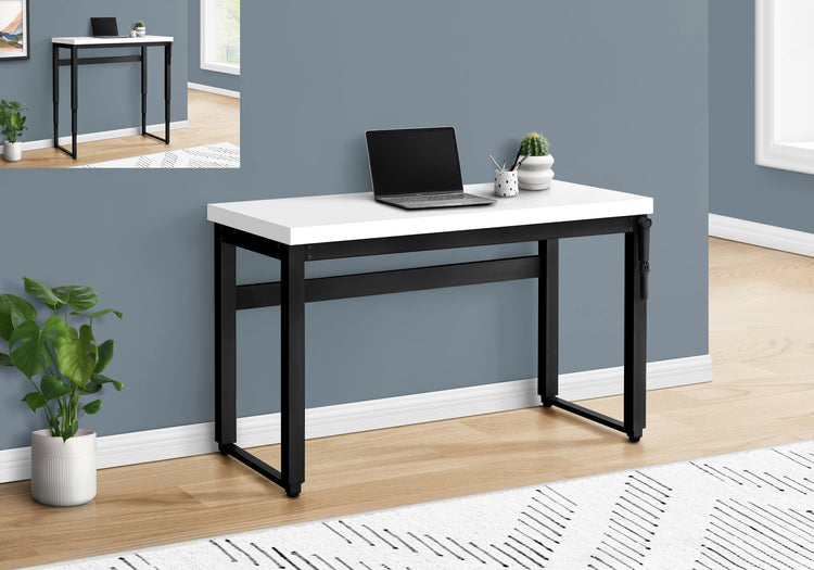 I 7681 Bureau, Bureau À Domicile, Debout, Ajustable, 48"l, Travail, Ordinateur Portable, Métal, Stratifié, Blanc, Noir, Contemporain, Moderne - Simple Boutique