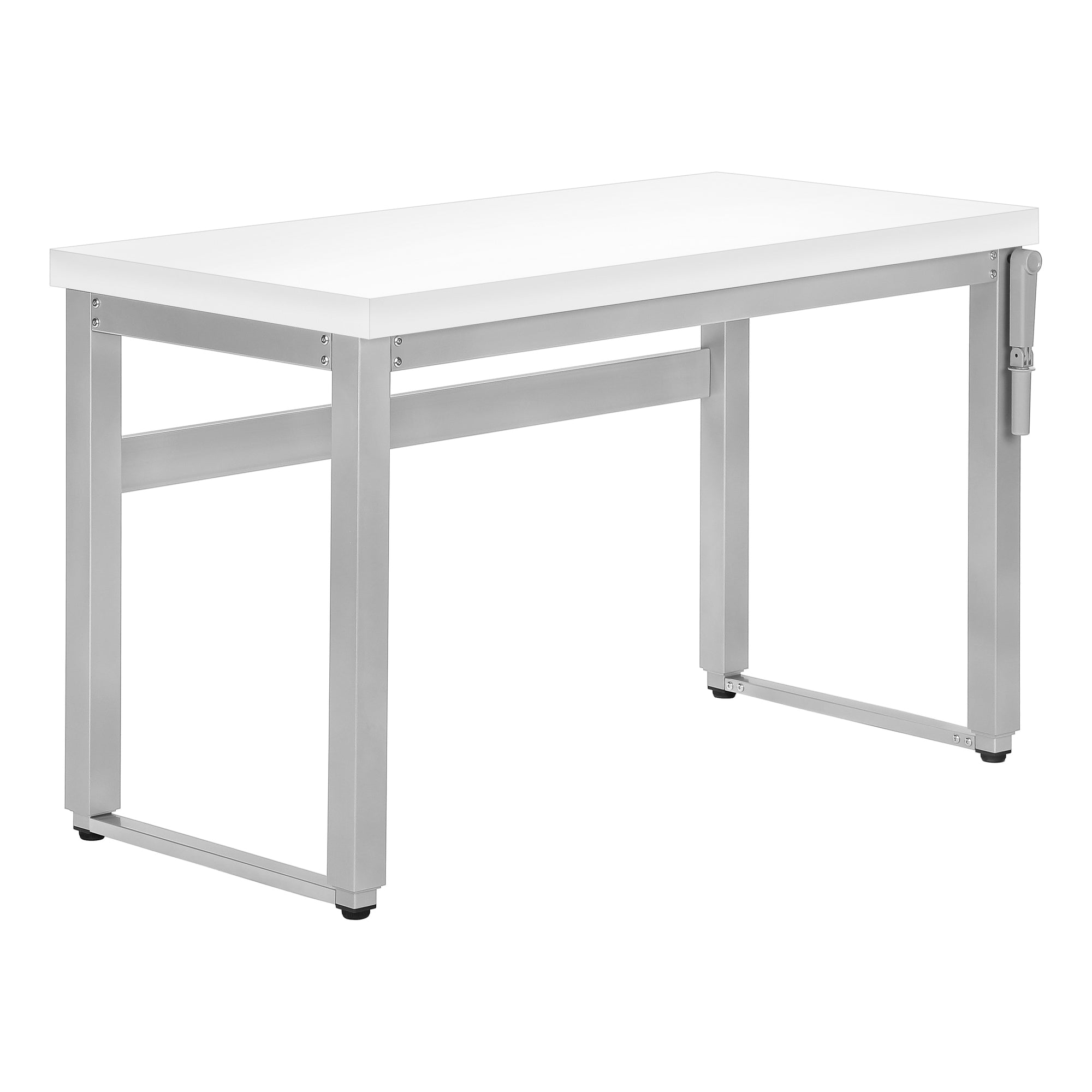 I 7683 Bureau, Bureau À Domicile, Debout, Ajustable, 48"l, Travail, Ordinateur Portable, Métal, Stratifié, Blanc, Gris, Contemporain, Moderne - Simple Boutique