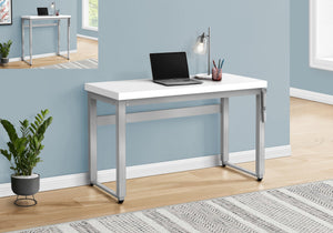 I 7683 Bureau, Bureau À Domicile, Debout, Ajustable, 48"l, Travail, Ordinateur Portable, Métal, Stratifié, Blanc, Gris, Contemporain, Moderne - Simple Boutique