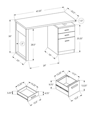 I 7690 Bureau, Bureau À Domicile, Ordinateur Portable, Configuration Gauche, Droite, Tiroirs De Rangement, 48"l, Travail, Stratifié, Blanc, Contemporain, Moderne - Simple Boutique