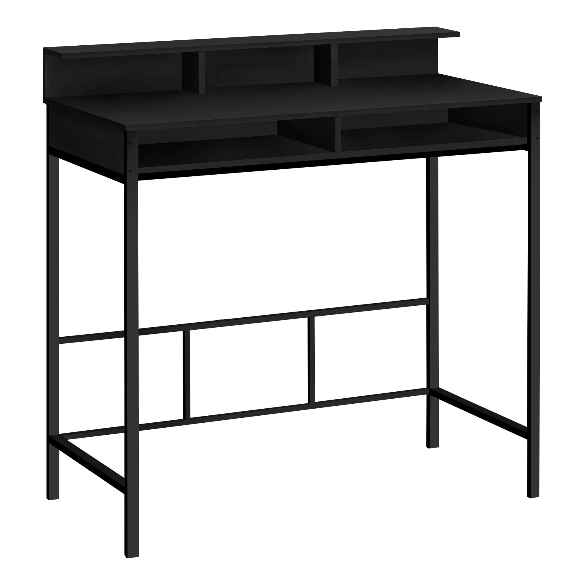 I 7700 Bureau, Bureau À Domicile, Debout, Étagères De Rangement, 48"l, Travail, Ordinateur Portable, Métal, Stratifié, Noir, Contemporain, Moderne - Simple Boutique