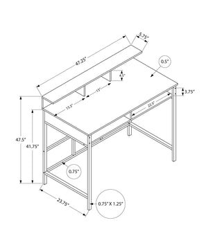 I 7700 Bureau, Bureau À Domicile, Debout, Étagères De Rangement, 48"l, Travail, Ordinateur Portable, Métal, Stratifié, Noir, Contemporain, Moderne - Simple Boutique