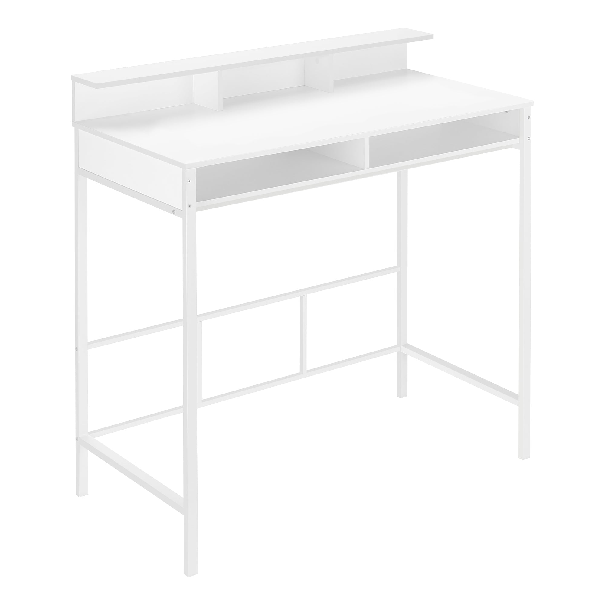 I 7701 Bureau, Bureau À Domicile, Debout, Étagères De Rangement, 48"l, Travail, Ordinateur Portable, Métal, Stratifié, Blanc, Contemporain, Moderne - Simple Boutique