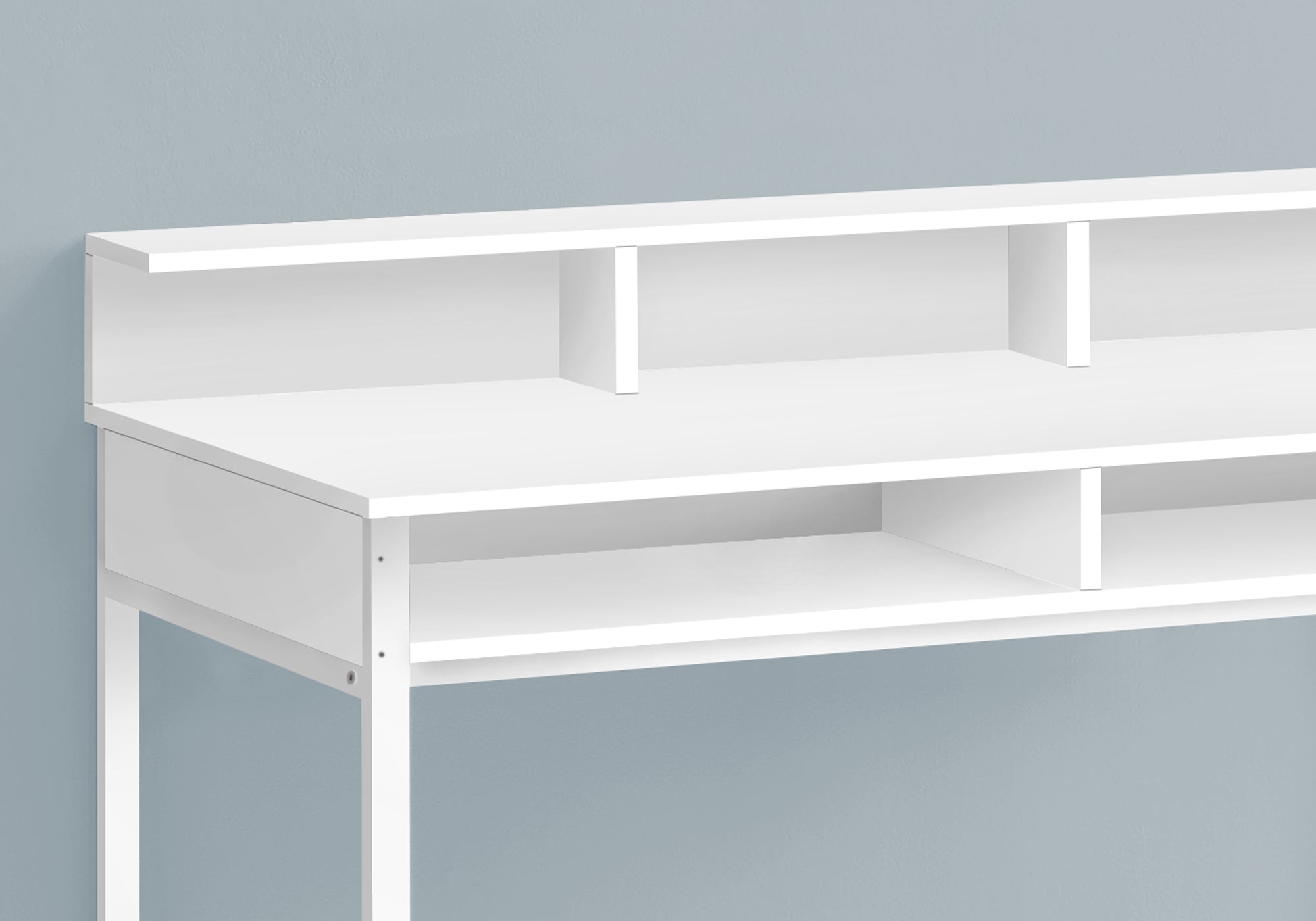 I 7701 Bureau, Bureau À Domicile, Debout, Étagères De Rangement, 48"l, Travail, Ordinateur Portable, Métal, Stratifié, Blanc, Contemporain, Moderne - Simple Boutique