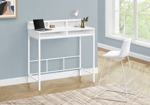 I 7701 Bureau, Bureau À Domicile, Debout, Étagères De Rangement, 48"l, Travail, Ordinateur Portable, Métal, Stratifié, Blanc, Contemporain, Moderne - Simple Boutique