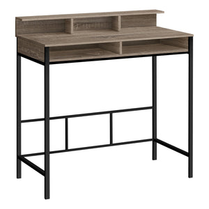 I 7702 Bureau, Bureau À Domicile, Debout, Étagères De Rangement, 48"l, Travail, Ordinateur Portable, Métal, Stratifié, Brun, Noir, Contemporain, Moderne - Simple Boutique
