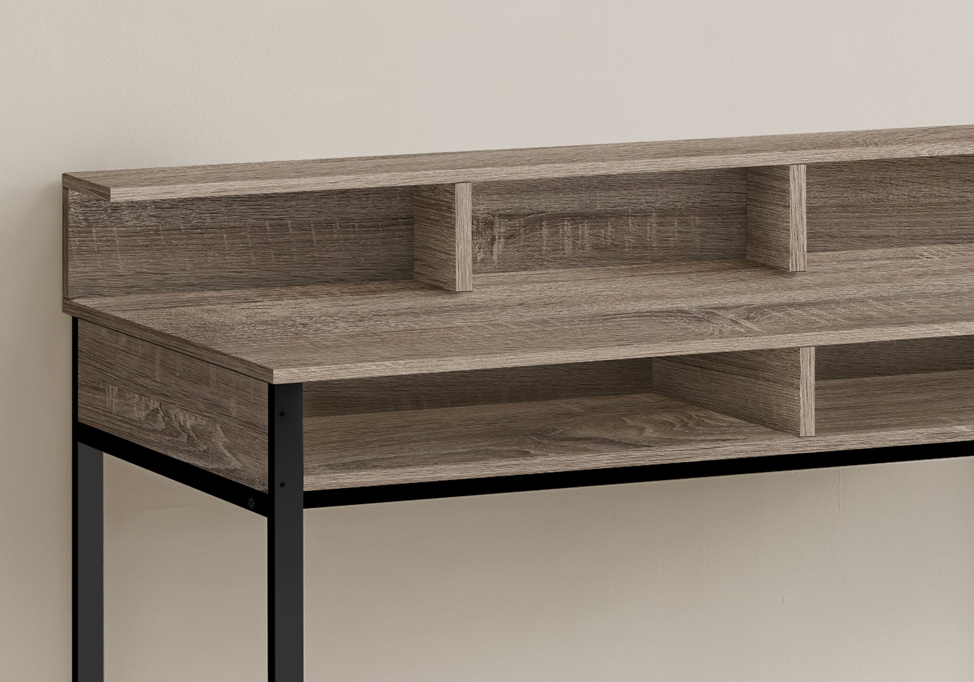 I 7702 Bureau, Bureau À Domicile, Debout, Étagères De Rangement, 48"l, Travail, Ordinateur Portable, Métal, Stratifié, Brun, Noir, Contemporain, Moderne - Simple Boutique