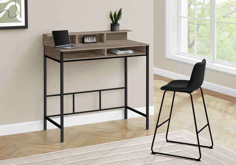 I 7702 Bureau, Bureau À Domicile, Debout, Étagères De Rangement, 48"l, Travail, Ordinateur Portable, Métal, Stratifié, Brun, Noir, Contemporain, Moderne - Simple Boutique