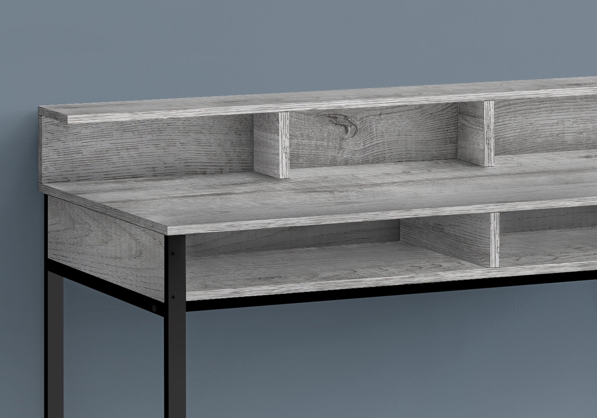 I 7703 Bureau, Bureau À Domicile, Debout, Étagères De Rangement, 48"l, Travail, Ordinateur Portable, Métal, Stratifié, Gris, Noir, Contemporain, Moderne - Simple Boutique
