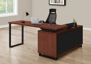 I 7713 Bureau, Bureau À Domicile, Coin, Tiroirs De Rangement, 72"l, Forme De L, Travail, Ordinateur Portable, Métal, Stratifié, Brun, Noir, Contemporain, Moderne - Simple Boutique