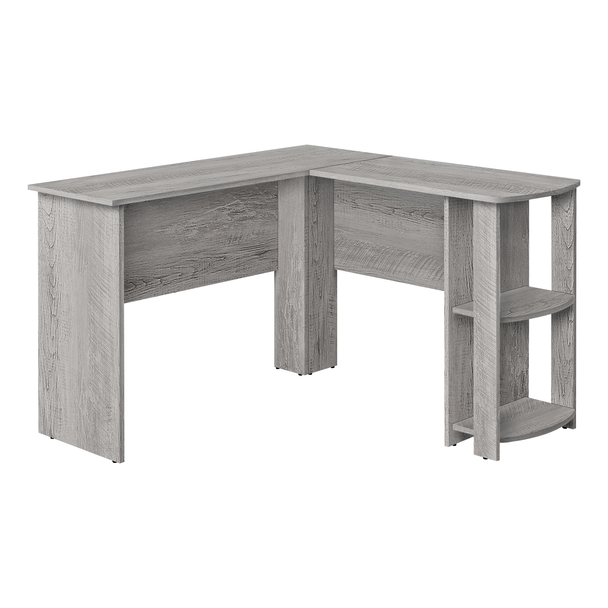 I 7720 Bureau, Bureau À Domicile, Coin, Étagères De Rangement, 48"l, Forme De L, Travail, Ordinateur Portable, Stratifié, Gris, Contemporain, Moderne - Simple Boutique
