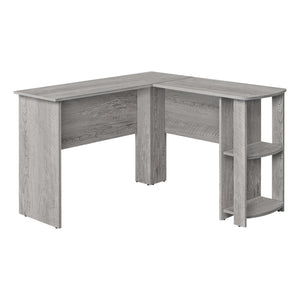 I 7720 Bureau, Bureau À Domicile, Coin, Étagères De Rangement, 48"l, Forme De L, Travail, Ordinateur Portable, Stratifié, Gris, Contemporain, Moderne - Simple Boutique