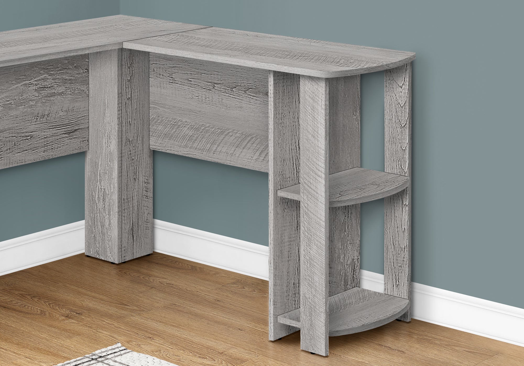 I 7720 Bureau, Bureau À Domicile, Coin, Étagères De Rangement, 48"l, Forme De L, Travail, Ordinateur Portable, Stratifié, Gris, Contemporain, Moderne - Simple Boutique