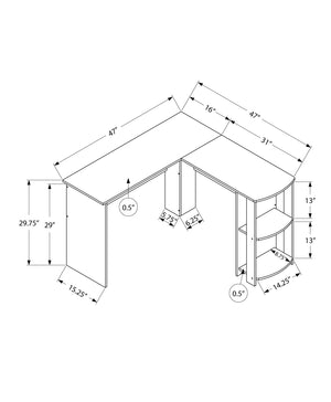 I 7721 Bureau, Bureau À Domicile, Coin, Étagères De Rangement, 48"l, Forme De L, Travail, Ordinateur Portable, Stratifié, Brun, Contemporain, Moderne - Simple Boutique