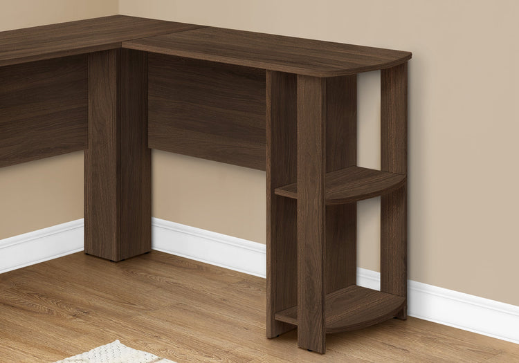 I 7721 Bureau, Bureau À Domicile, Coin, Étagères De Rangement, 48"l, Forme De L, Travail, Ordinateur Portable, Stratifié, Brun, Contemporain, Moderne - Simple Boutique
