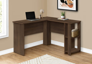 I 7721 Bureau, Bureau À Domicile, Coin, Étagères De Rangement, 48"l, Forme De L, Travail, Ordinateur Portable, Stratifié, Brun, Contemporain, Moderne - Simple Boutique