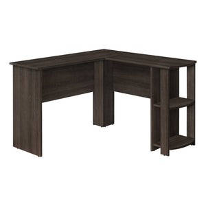 I 7722 Bureau, Bureau À Domicile, Coin, Étagères De Rangement, 48"l, Forme De L, Travail, Ordinateur Portable, Stratifié, Brun, Contemporain, Moderne - Simple Boutique