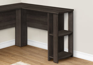 I 7722 Bureau, Bureau À Domicile, Coin, Étagères De Rangement, 48"l, Forme De L, Travail, Ordinateur Portable, Stratifié, Brun, Contemporain, Moderne - Simple Boutique