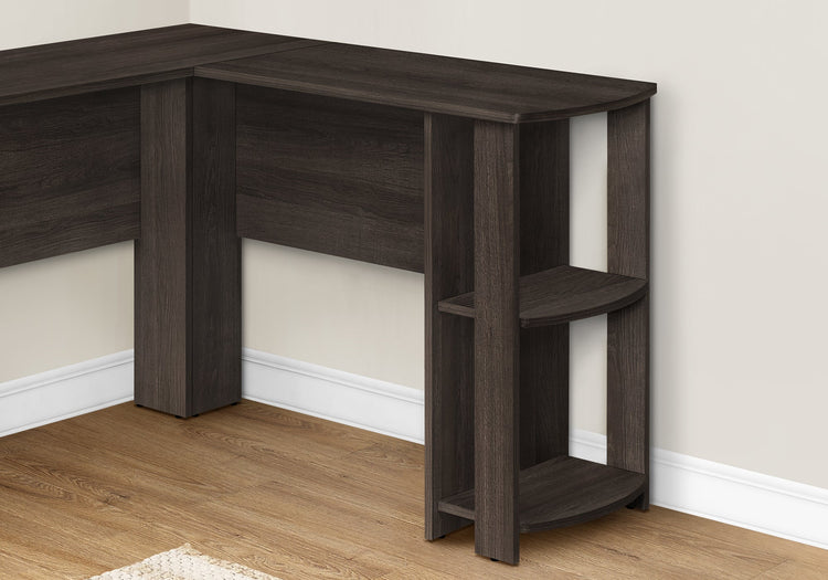 I 7722 Bureau, Bureau À Domicile, Coin, Étagères De Rangement, 48"l, Forme De L, Travail, Ordinateur Portable, Stratifié, Brun, Contemporain, Moderne - Simple Boutique