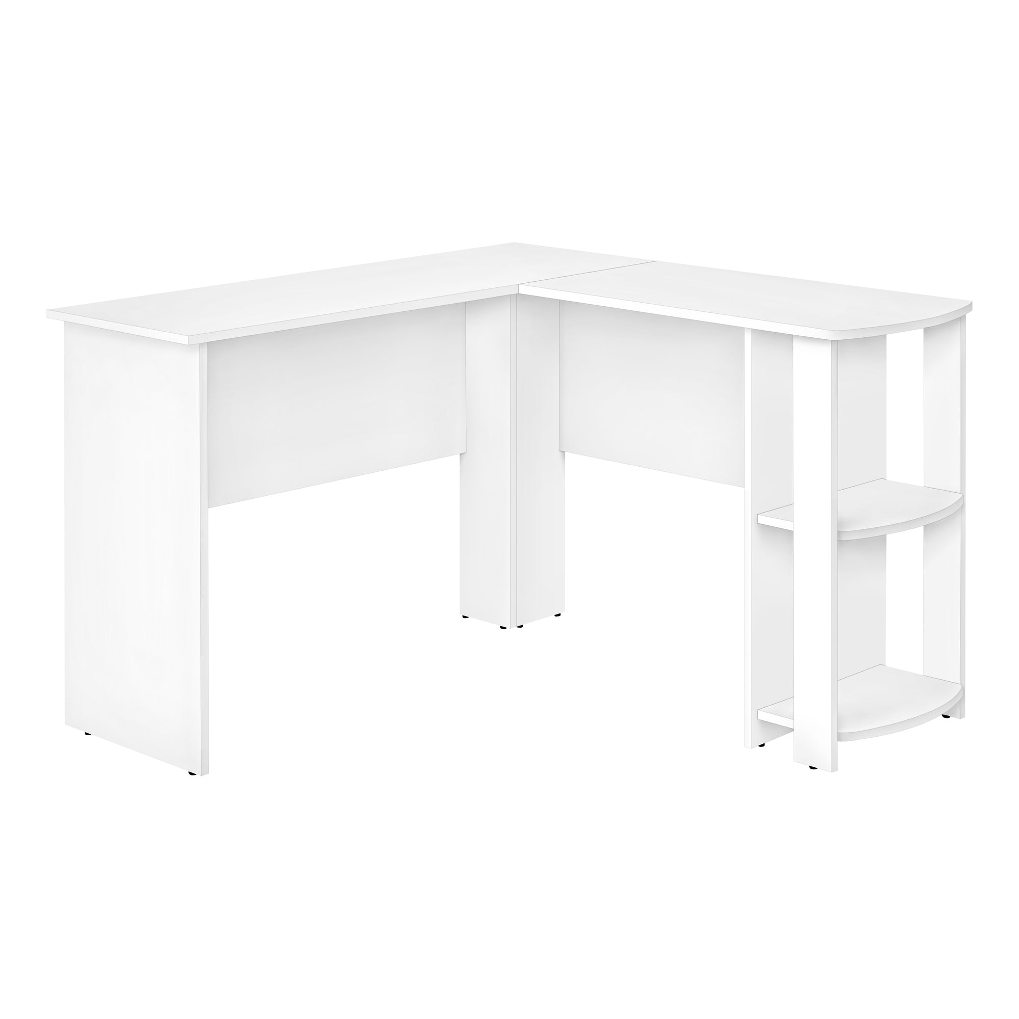 I 7723 Bureau, Bureau À Domicile, Coin, Étagères De Rangement, 48"l, Forme De L, Travail, Ordinateur Portable, Stratifié, Blanc, Contemporain, Moderne - Simple Boutique