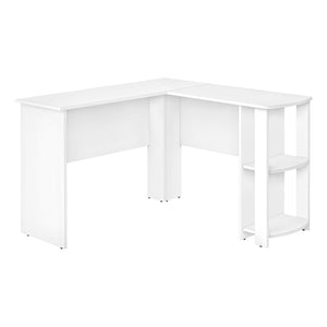 I 7723 Bureau, Bureau À Domicile, Coin, Étagères De Rangement, 48"l, Forme De L, Travail, Ordinateur Portable, Stratifié, Blanc, Contemporain, Moderne - Simple Boutique