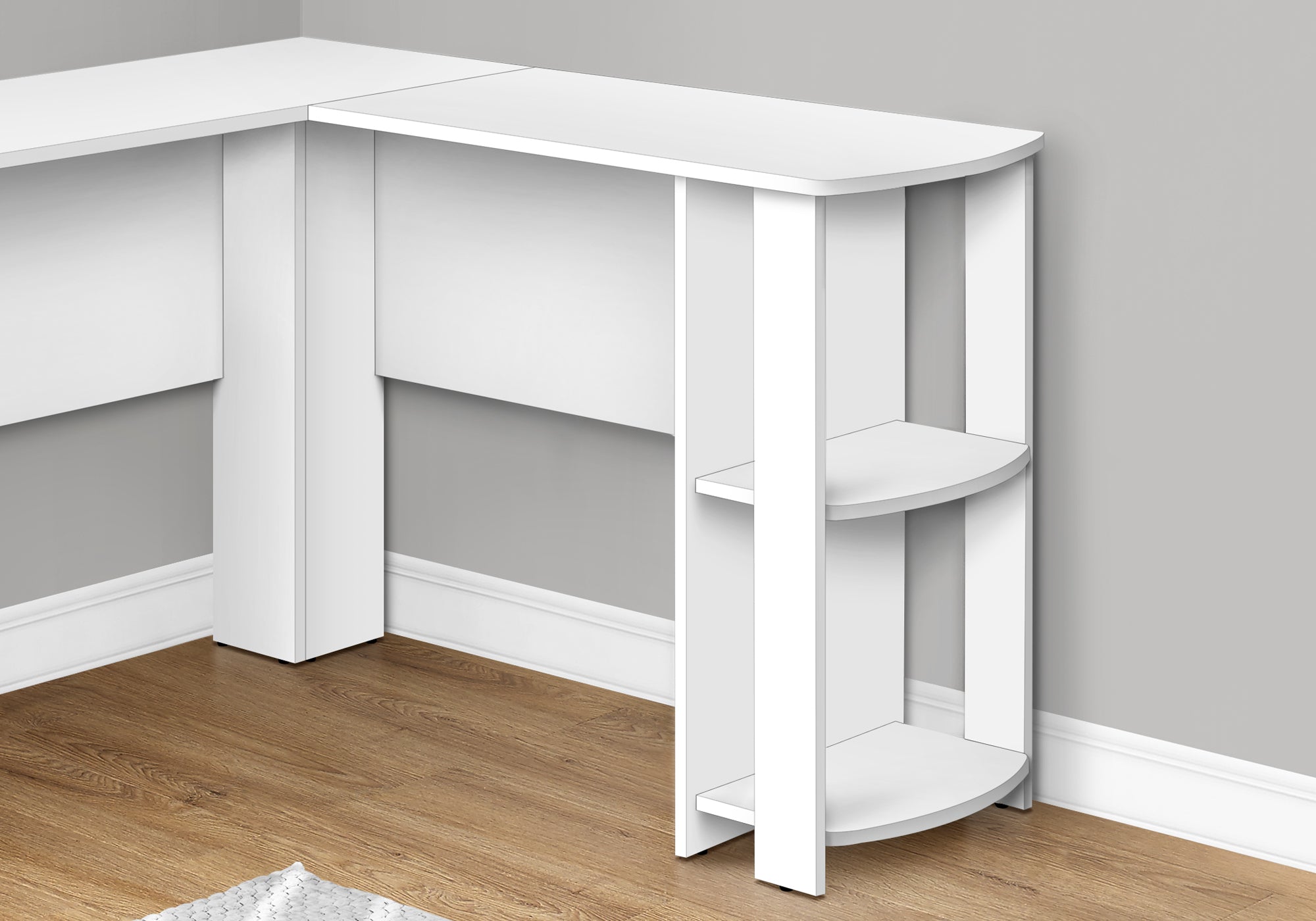 I 7723 Bureau, Bureau À Domicile, Coin, Étagères De Rangement, 48"l, Forme De L, Travail, Ordinateur Portable, Stratifié, Blanc, Contemporain, Moderne - Simple Boutique