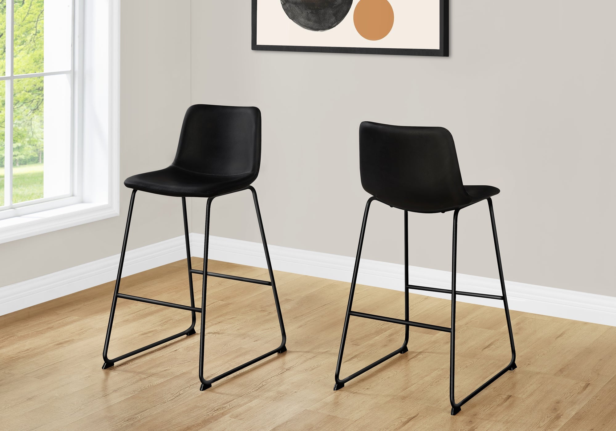 I 7754 Chaise De Bureau, Hauteur Bar, Debout, Bureau, Travail, Pu D'aspect Cuir, Métal, Noir, Contemporain, Moderne - Simple Boutique