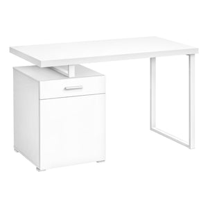 I 7760 Bureau, Bureau À Domicile, Ordinateur Portable, Configuration Gauche, Droite, Tiroirs De Rangement, 48"l, Travail, Métal, Stratifié, Blanc, Contemporain, Moderne - Simple Boutique