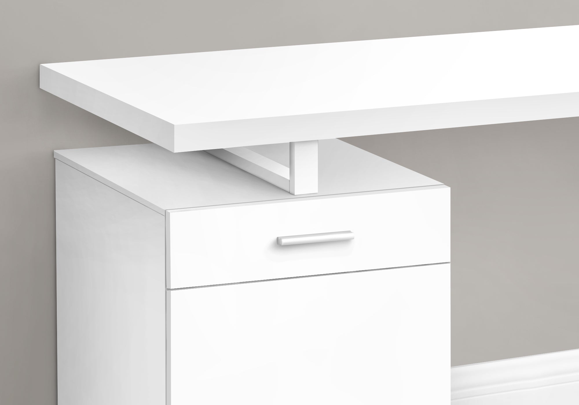 I 7760 Bureau, Bureau À Domicile, Ordinateur Portable, Configuration Gauche, Droite, Tiroirs De Rangement, 48"l, Travail, Métal, Stratifié, Blanc, Contemporain, Moderne - Simple Boutique