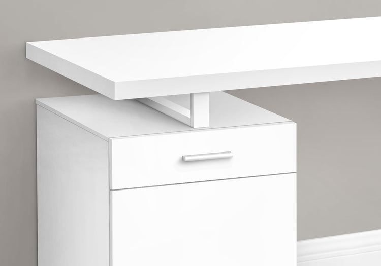I 7760 Bureau, Bureau À Domicile, Ordinateur Portable, Configuration Gauche, Droite, Tiroirs De Rangement, 48"l, Travail, Métal, Stratifié, Blanc, Contemporain, Moderne - Simple Boutique