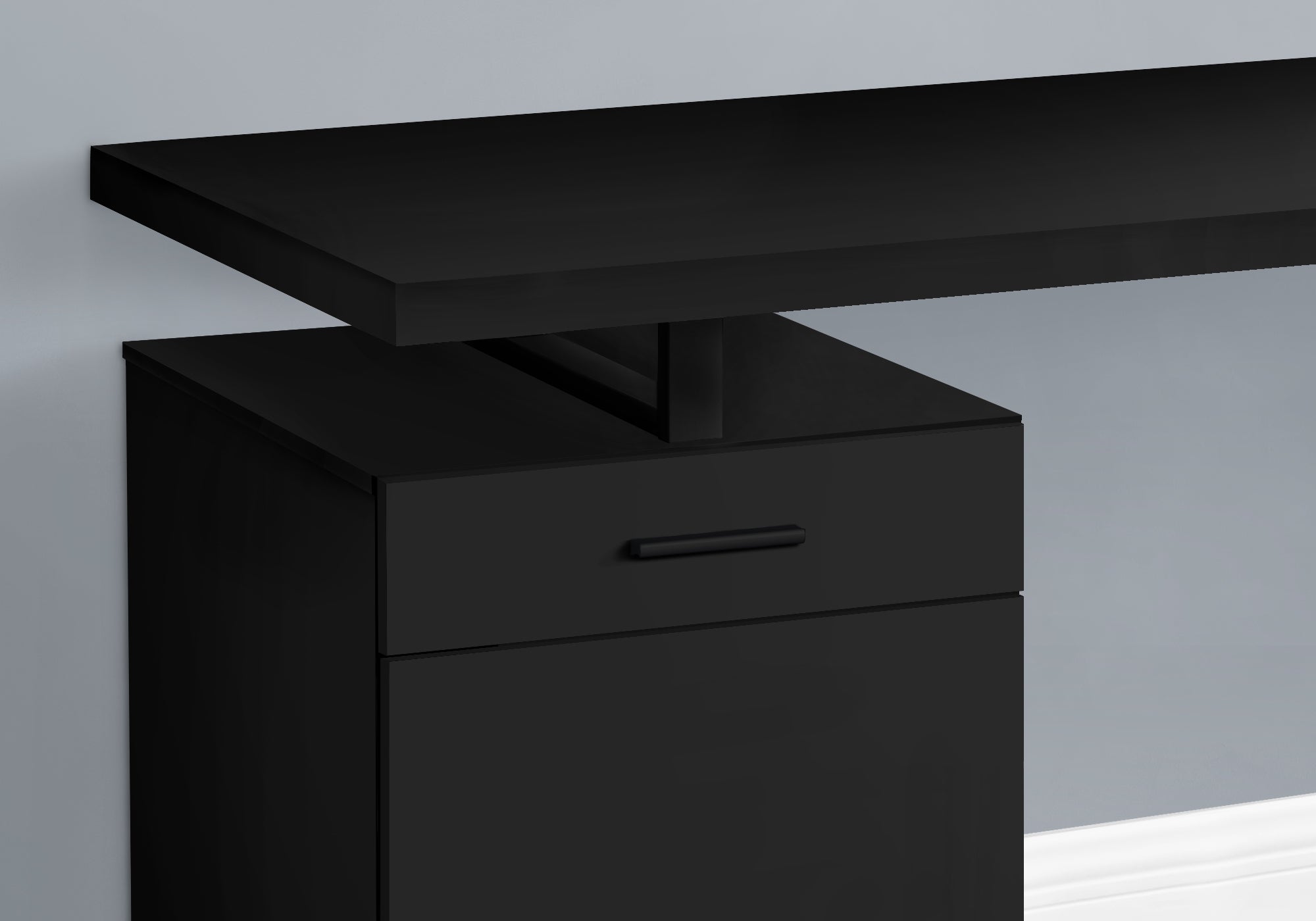 I 7761 Bureau, Bureau À Domicile, Ordinateur Portable, Configuration Gauche, Droite, Tiroirs De Rangement, 48"l, Travail, Métal, Stratifié, Noir, Contemporain, Moderne - Simple Boutique