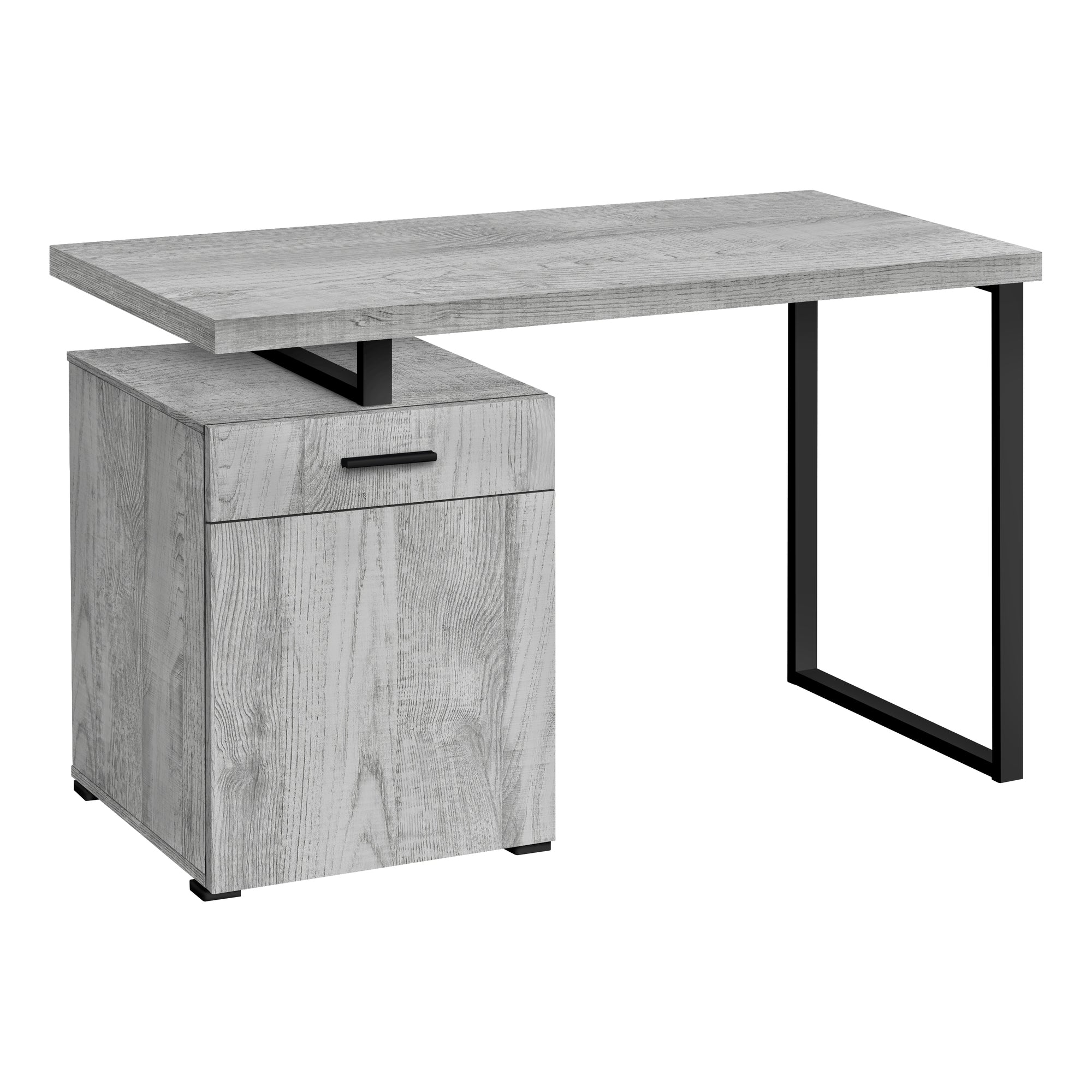 I 7763 Bureau, Bureau À Domicile, Ordinateur Portable, Configuration Gauche, Droite, Tiroirs De Rangement, 48"l, Travail, Métal, Stratifié, Gris, Noir, Contemporain, Moderne - Simple Boutique