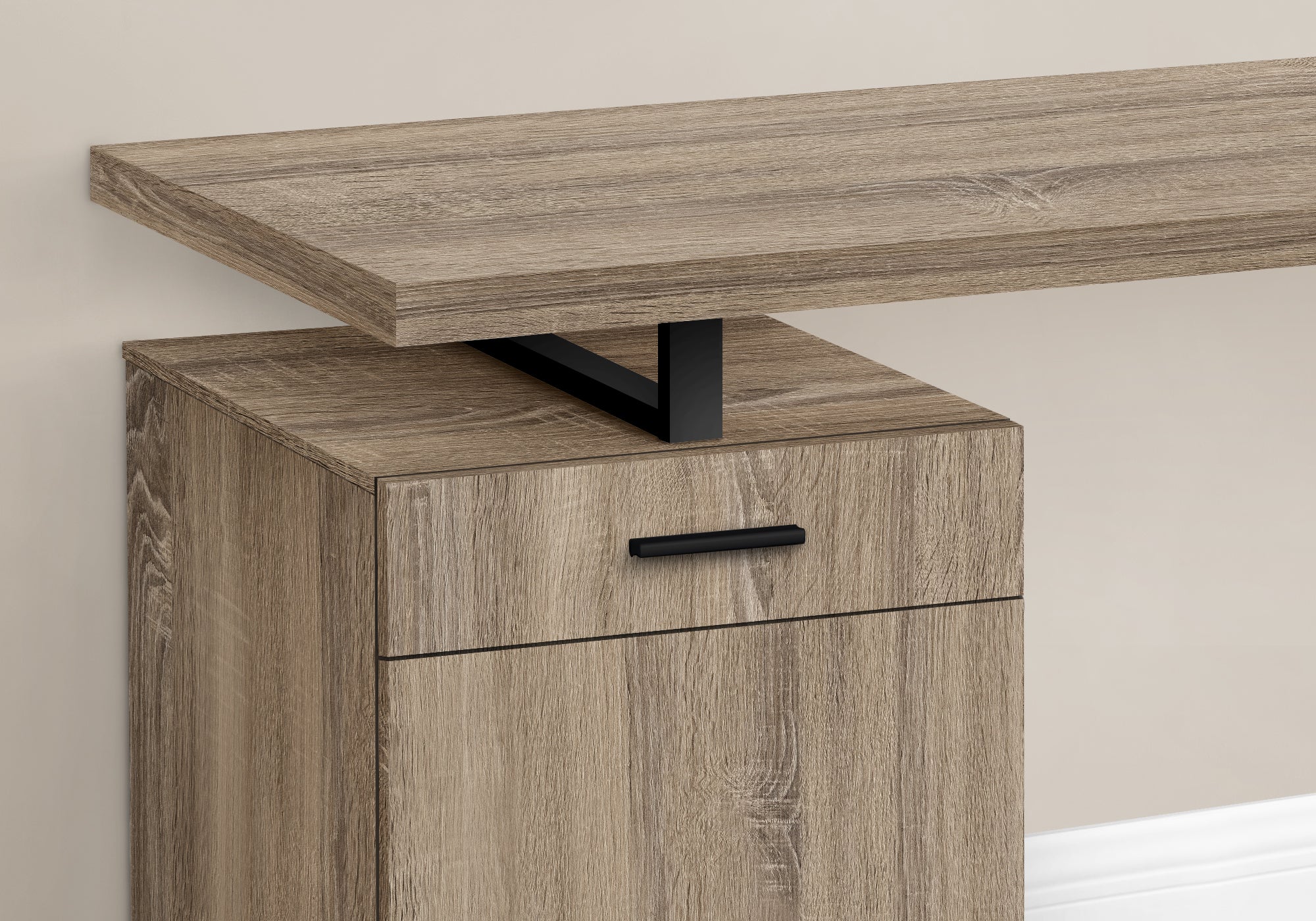 I 7764 Bureau, Bureau À Domicile, Ordinateur Portable, Configuration Gauche, Droite, Tiroirs De Rangement, 48"l, Travail, Métal, Stratifié, Brun, Noir, Contemporain, Moderne - Simple Boutique