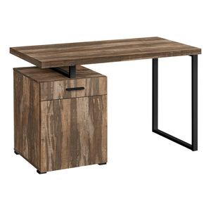 I 7765 Bureau, Bureau À Domicile, Ordinateur Portable, Configuration Gauche, Droite, Tiroirs De Rangement, 48"l, Travail, Métal, Stratifié, Brun, Noir, Contemporain, Moderne - Simple Boutique