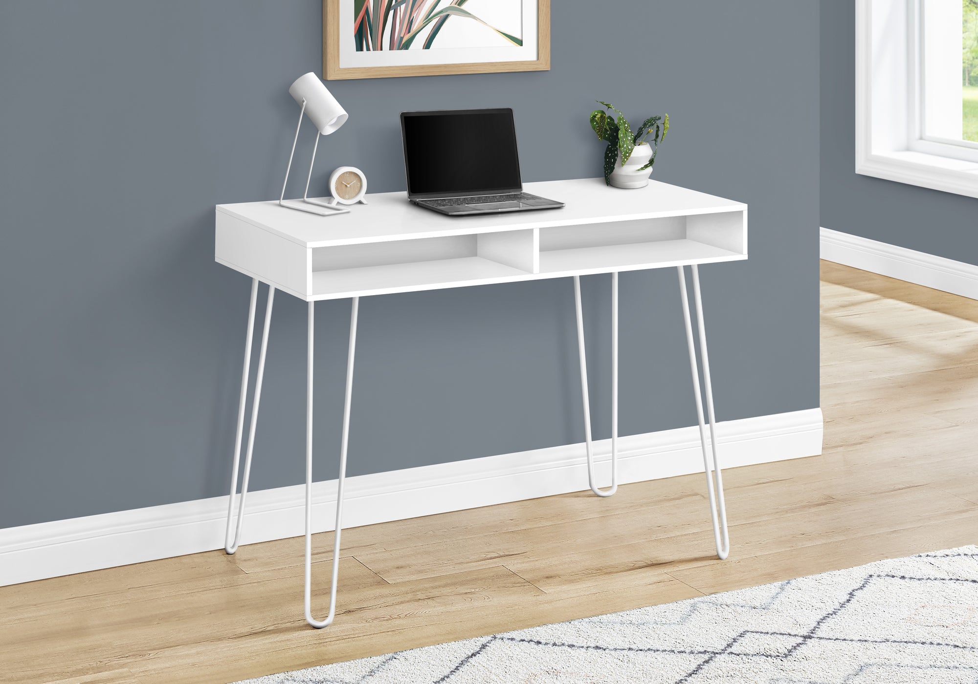 I 7770 Bureau, Bureau À Domicile, Ordinateur Portable, Configuration Gauche, Droite, Tiroirs De Rangement, 40"l, Travail, Métal, Stratifié, Blanc, Contemporain, Moderne - Simple Boutique