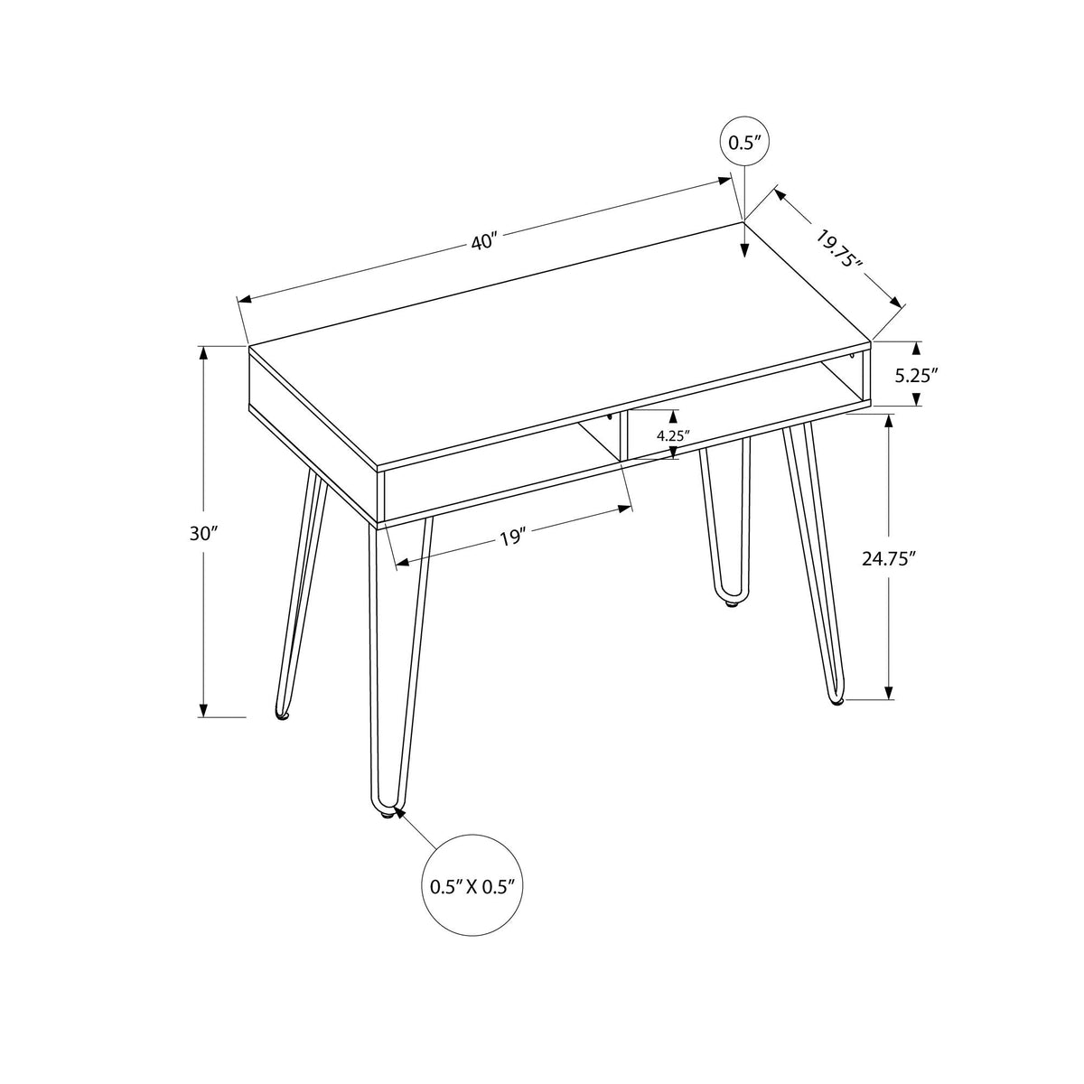 I 7772 Bureau, Bureau À Domicile, Ordinateur Portable, Configuration Gauche, Droite, Tiroirs De Rangement, 40"l, Travail, Métal, Stratifié, Brun, Noir, Contemporain, Moderne - Simple Boutique