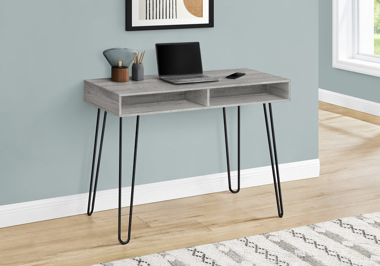 I 7773 Bureau, Bureau À Domicile, Ordinateur Portable, Configuration Gauche, Droite, Tiroirs De Rangement, 40"l, Travail, Métal, Stratifié, Gris, Noir, Contemporain, Moderne - Simple Boutique
