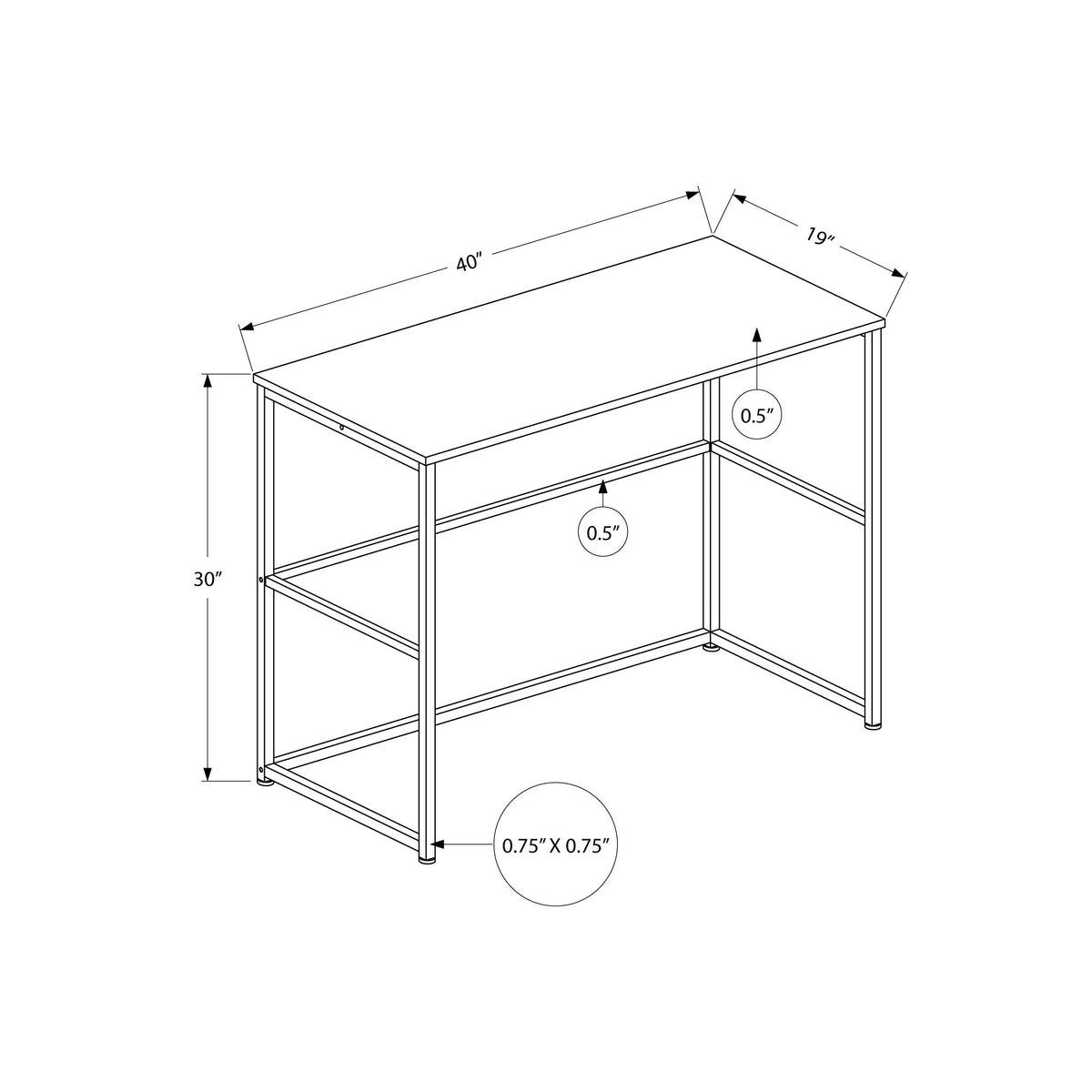 I 7776 Bureau, Bureau À Domicile, Ordinateur Portable, Configuration Gauche, Droite, Tiroirs De Rangement, 40"l, Travail, Métal, Stratifié, Noir, Contemporain, Moderne - Simple Boutique