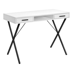 I 7790 Bureau, Bureau À Domicile, Ordinateur Portable, Configuration Gauche, Droite, Tiroirs De Rangement, 42"l, Travail, Métal, Stratifié, Blanc, Noir, Contemporain, Moderne - Simple Boutique