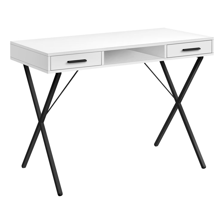 I 7790 Bureau, Bureau À Domicile, Ordinateur Portable, Configuration Gauche, Droite, Tiroirs De Rangement, 42"l, Travail, Métal, Stratifié, Blanc, Noir, Contemporain, Moderne - Simple Boutique