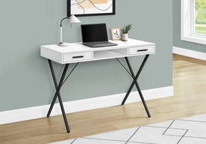 I 7790 Bureau, Bureau À Domicile, Ordinateur Portable, Configuration Gauche, Droite, Tiroirs De Rangement, 42"l, Travail, Métal, Stratifié, Blanc, Noir, Contemporain, Moderne - Simple Boutique