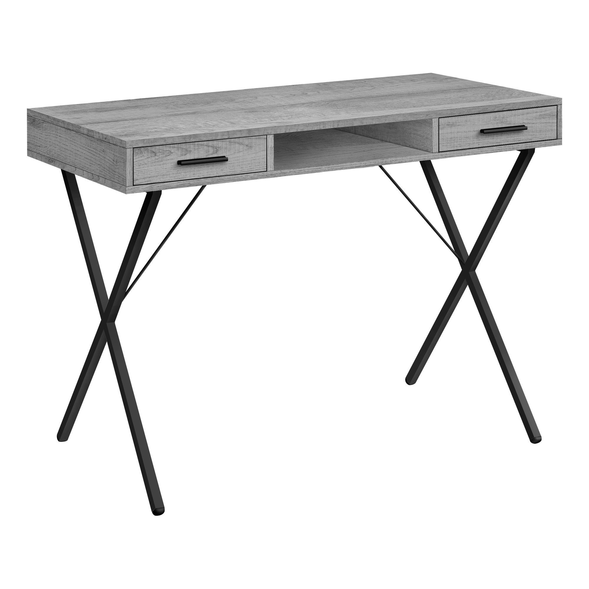 I 7792 Bureau, Bureau À Domicile, Ordinateur Portable, Configuration Gauche, Droite, Tiroirs De Rangement, 42"l, Travail, Métal, Stratifié, Gris, Noir, Contemporain, Moderne - Simple Boutique