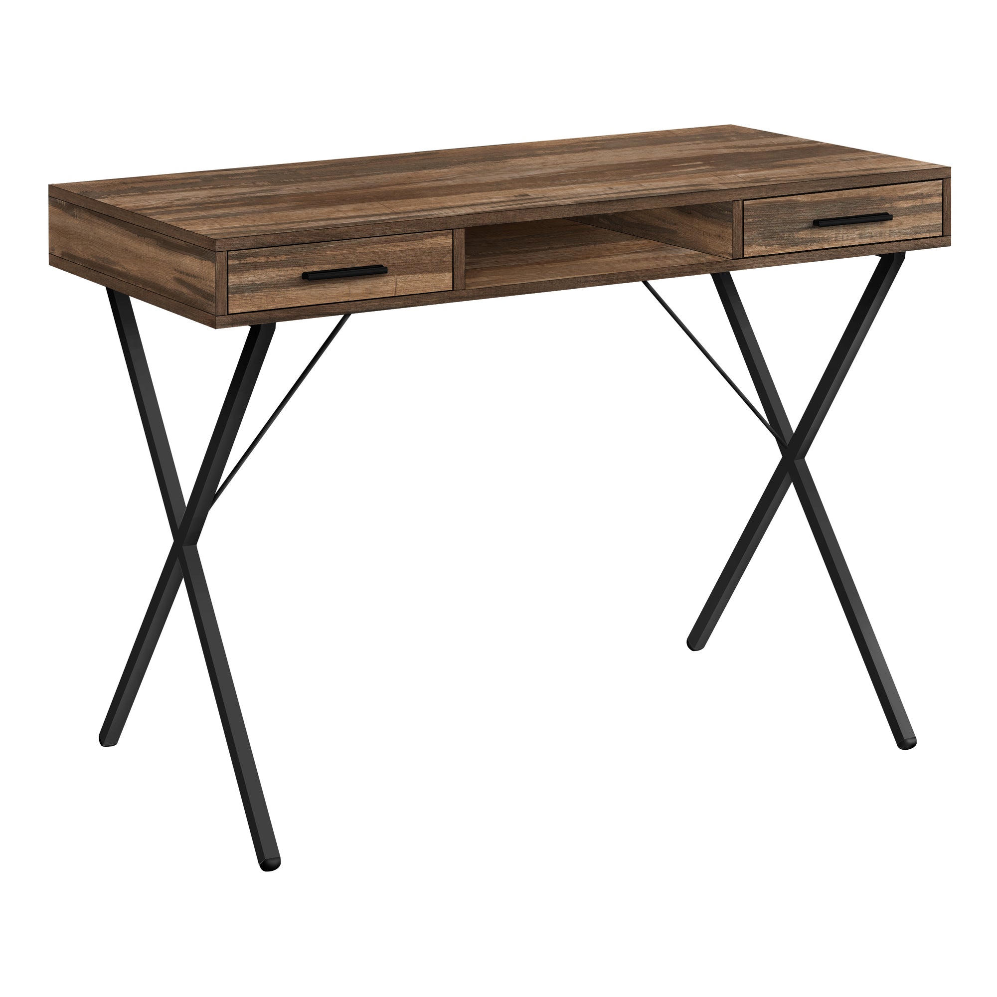 I 7794 Bureau, Bureau À Domicile, Ordinateur Portable, Configuration Gauche, Droite, Tiroirs De Rangement, 42"l, Travail, Métal, Stratifié, Brun, Noir, Contemporain, Moderne - Simple Boutique