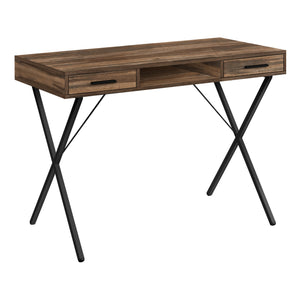I 7794 Bureau, Bureau À Domicile, Ordinateur Portable, Configuration Gauche, Droite, Tiroirs De Rangement, 42"l, Travail, Métal, Stratifié, Brun, Noir, Contemporain, Moderne - Simple Boutique