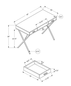 I 7794 Bureau, Bureau À Domicile, Ordinateur Portable, Configuration Gauche, Droite, Tiroirs De Rangement, 42"l, Travail, Métal, Stratifié, Brun, Noir, Contemporain, Moderne - Simple Boutique
