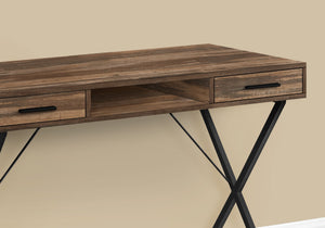 I 7794 Bureau, Bureau À Domicile, Ordinateur Portable, Configuration Gauche, Droite, Tiroirs De Rangement, 42"l, Travail, Métal, Stratifié, Brun, Noir, Contemporain, Moderne - Simple Boutique