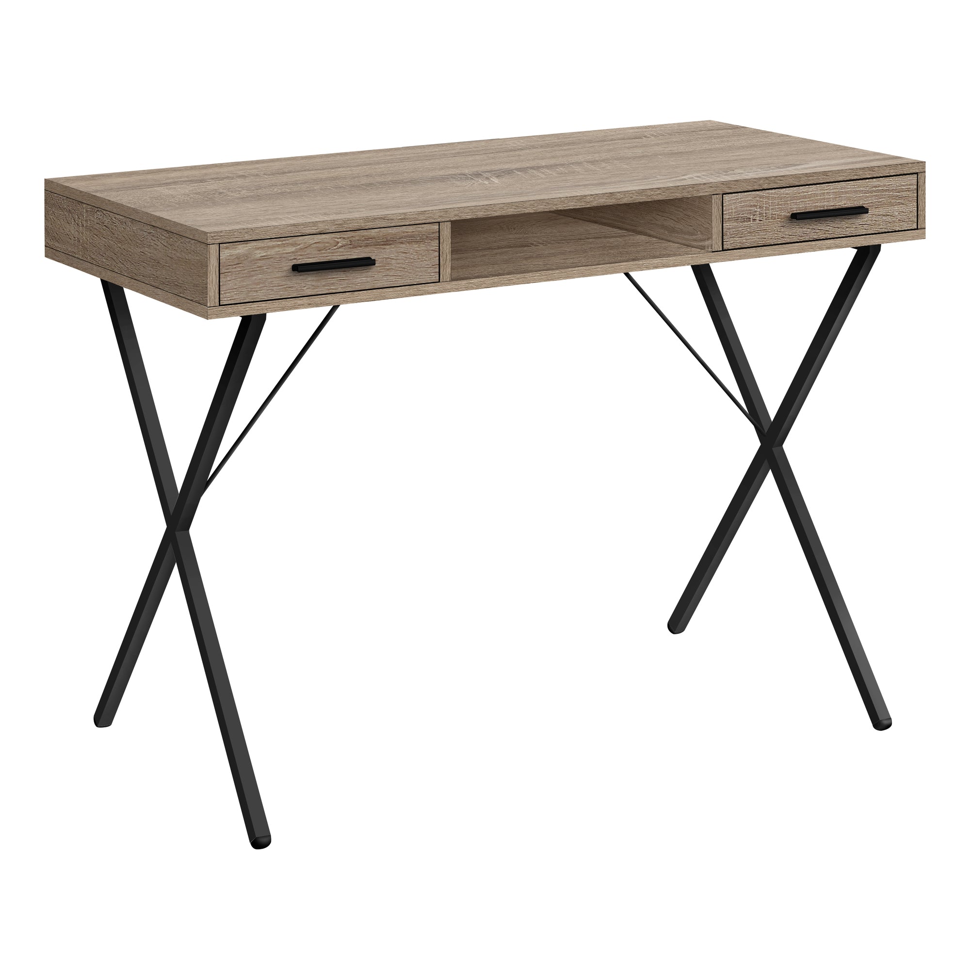 I 7796 Bureau, Bureau À Domicile, Ordinateur Portable, Configuration Gauche, Droite, Tiroirs De Rangement, 42"l, Travail, Métal, Stratifié, Brun, Noir, Contemporain, Moderne - Simple Boutique