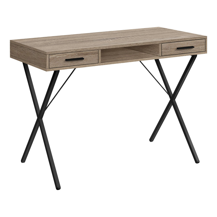 I 7796 Bureau, Bureau À Domicile, Ordinateur Portable, Configuration Gauche, Droite, Tiroirs De Rangement, 42"l, Travail, Métal, Stratifié, Brun, Noir, Contemporain, Moderne - Simple Boutique